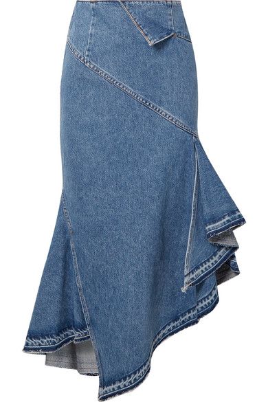 Monse | Asymmetric denim midi skirt | NET-A-PORTER.COM Deep Questions To Ask Friends, Questions To Ask Friends, Hot Seat Questions, Deep Conversation Starters, Deep Conversation, Deep Questions To Ask, Leather Boots Black, Hot Seat, Moda Denim