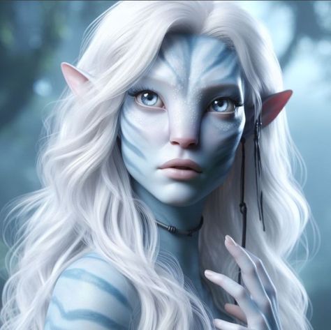 Blonde Na'vi Avatar, Female Navi Oc Art, Albino Navi Oc, Alien Oc Female, Navi Avatar Face Claim, Albino Avatar, Blonde Avatar, Avatar Oc Navi, White Avatar