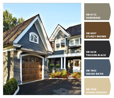 Paint colors from Chip It! by Sherwin-Williams Navy Exterior Paint, Navy Exterior, Brown Roof, Exterior House Color, Exterior Paint Color, Exterior Paint Colors For House, Casa Exterior, House Paint Exterior, Exterior Paint Colors