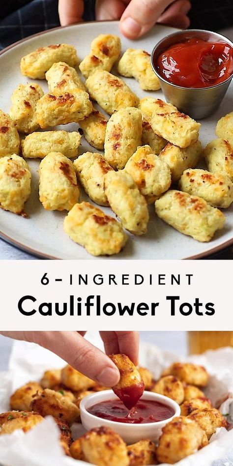 Resep Vegan, Cauliflower Tots, Easy Cauliflower, Snacks Healthy, Resep Diet, Tater Tots, Oreo Dessert, Healthy Snacks Easy, Diet Keto