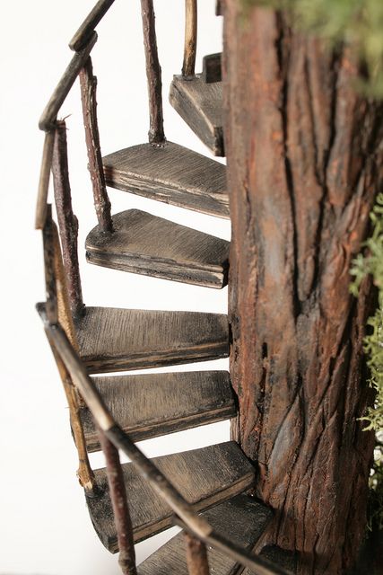 Miniature Treehouse Diy, Tree House Miniature, Miniature Trees Diy How To Make, Miniature Tree House Diy, Treehouse Miniature, Miniature Treehouse, Mini Treehouse, Miniature Tree House, Popsicle Stick Crafts House