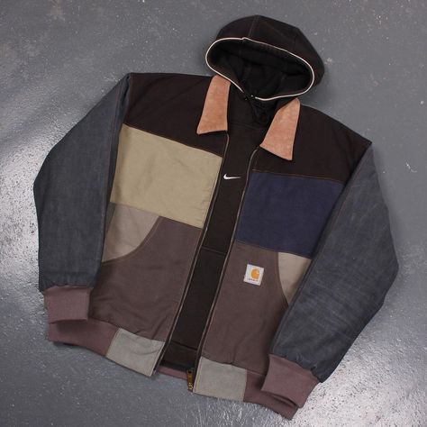 Reworked Carhartt, Carhartt Reworked Jacket, Vintage Carhartt Detroit Jacket Outfit, Workwear Menswear, Carhartt Wip Jacket, Reworked Jacket, Carhartt Patchwork Jacket, Faded Carhartt Jacket, Carhartt Detroit