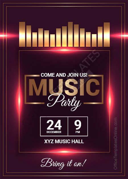 Invitation Card Design for a Music Party in MS Word Format Music Invitation Card, Music Invitation, Business Launch Party, Free Party Invitations, Bowling Party Invitations, Online Cards, Musical Theme, Hello Kitty Party, Kids' Party