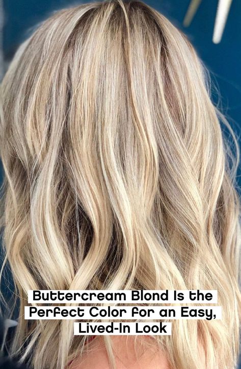 On a scale of one to ten, Buttercream Blond hair is yum 🧁 Butter Cream Hair Color, Buttercup Blonde Hair, Buttercream Blonde Balayage, Butter Blonde Hair Highlights, Buttercream Blonde Hair Highlights, Butter Cream Blonde Hair, Buttercream Blonde, Butter Blonde Hair Balayage, Levels Of Blonde