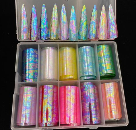 Comes with 10 rolls in a box Holographic Nail Art, Nail Polish Gift Set, Checkered Nails, Nike Wallpapers, Nail Foils, Aurora Nails, Sticker Flower, Nail Foil, Latest Nail Trends