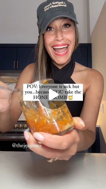 Jen Jones | Plant-Based Queen on Instagram: "Honeybomb 🍯👇🏽

Glowing skin by @nevell_skin coffee oil. The only moisturizer I use! Link in bio or at nevellskin.com 

@dontforgetthecinnamon_ shirts out now at nevellskin.com 

This recipe has been saving people from getting sick for 3 years!!! Boost your immune system and protect yourself from viruses 🦠! It works! 

Recipe: organic when you can 
2 tbsp of ginger (sub organic dried )
1 tbsp grated turmeric (sub organic dried turmeric) 
1 tsp grated garlic 
3 cracks (pinches) of black pepper
Cayenne pepper 
1 tsp Ceylon cinnamon 

Cover with raw unfiltered honey
Leave on the counter or in refrigerator. The longer it sits, the more potent it is. Take 1 tbsp in warm water or take 1 tbsp directly 3x a week to prevent colds and boost immunity

P Honey Tumeric Ginger Vanilla Antibiotic, Honey Turmeric Ginger Vanilla Antibiotic, Turmeric Ginger Garlic Honey, Honey Turmeric Ginger Antibiotic, Ginger Tumeric Garlic Honey, Turmeric Ginger Honey Bomb, Nevell Skin, Water At Night, Sickness Remedies