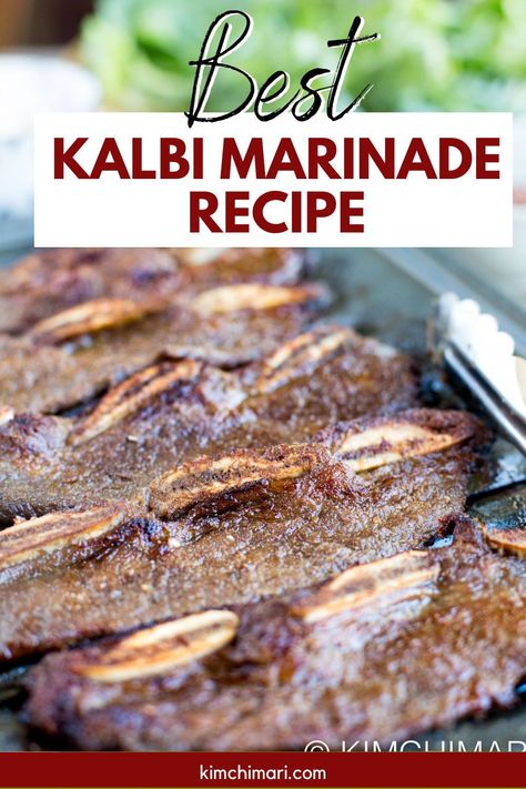 Kalbi or Galbi (Korean Short Ribs) – however you want to spell it, it is simply the best way to eat short ribs on the grill. My marinade is a very EASY recipe because everything is done in the blender – no chopping needed! Kalbi Marinade Recipe, Rib Marinade Recipe, Korean Bbq Ribs Marinade, Easy Korean Short Ribs Recipe, Korean Short Ribs Oven, Korean Bbq Short Ribs, Korean Kalbi Marinade Recipe, Korean Short Rib Marinade, Kalbi Marinade