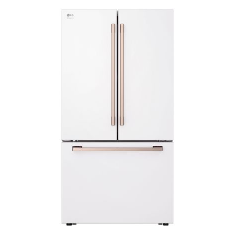 Counter Depth Refrigerator Cabinet, White Refrigerator Kitchen, 2025 Kitchen, Farmhouse Finishes, Entry Remodel, White Kitchen Counters, Best Counter Depth Refrigerator, White Fridge, Counter Depth Fridge