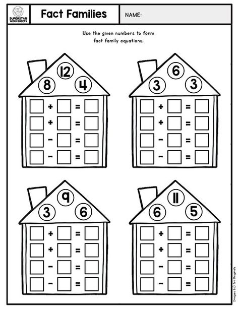 Free Fact Family Worksheets for addition and subtraction equations. Free math worksheets from SuperStarWorksheets.com Family Numbers Worksheets, Addition Fact Family Worksheets, Number Family Worksheets, Fact Family Worksheets 2nd Grade, Addition Fact Families, Fact Families Addition And Subtraction, Addition And Subtraction Fact Families, Fact Family Activities 1st Grade, Addition And Subtraction Worksheets 1st