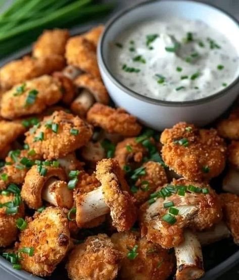 Cooking With Shereen | Here’s a recipe for Crispy Fried Mushrooms with Cool Ranch Dip: | Facebook Fried Mushrooms, Ranch Dip, Stuffed Mushrooms