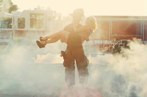 Fireman engagement shoot!  YES YES YES I MUST HAVE THIS!!!!!!!!!!! <3 ahhh... Nurse And Firefighter Couple Photo Ideas, Fire Fighter Engagement Photos Ideas, Firefighter Proposal Ideas, Fireman Engagement Pictures, Firefighter Couple Pictures, Firefighter Engagement Pictures, Firefighter Couple, Fireman Wedding, Firefighter Engagement