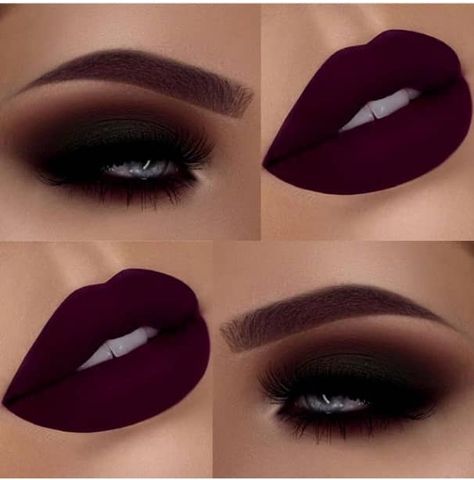 Burgundy Smokey Eye Makeup, Burgundy Smokey Eye, Maquillage Kylie Jenner, Makeup Lips Matte, Make Up Designs, Burgundy Lips, Dark Eye Makeup, Makeup Smokey, Pink Eye Makeup