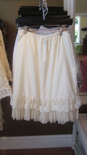 extender slip. Sew some lace or ruffles onto slip to put under that skirt/dress I wish was just a little bit longer. Genius! Shirt Extenders, Slip Extender, Skirt Extender, Dress Extender, Apparel Business, Shirt Extender, Lace Slip, Learn To Sew, Skirt Dress