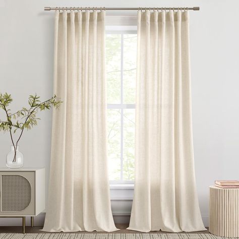 Amazon.com: Joywell 90 Inches Long Linen Curtains 2 Panels Set for Living Room Back Tab Sheer Cottage Core Cottagecore Curtain Drapery Modern Boho 90 Inch Length Window Curtain for Bedroom Cream Colored : Home & Kitchen Beige Linen Curtains, High Ceiling Living Room, Linen Blackout Curtains, Neutral Bedroom Decor, Beige Curtains, Sheer Linen Curtains, Rustic Modern Farmhouse, Linen Curtain Panels, Dining Room Curtains