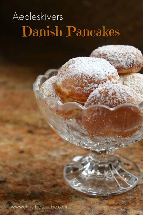 Danish Pancakes Aebleskivers recipe Danish Pancake Balls, Poffertjes Recipe, Aebleskiver Recipe, Ebelskiver Recipe, Takoyaki Pan, Danish Pancakes, Scandinavian Recipes, Dutch Pancakes, Dutch Food