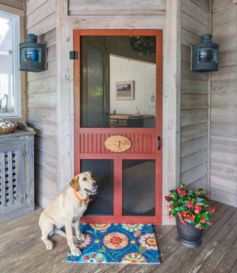 We all love our pets, but sometimes even the most well behaved pets can cause damage to screen doors. It’s frustrating, but it happens. If you are looking for a durable screen door to prevent pet damage, here are some screen door options for you. Screen Doors with Pet Doors Pets love to roam. Why not [...] Door With Dog Door, Diy Doggie Door, Pet Screen Door, Decorative Screen Doors, Wood Screen Door, Diy Screen Door, Door Options, Pet Doors, Wood Screens