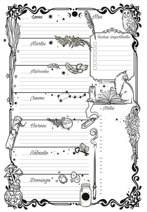 Witchy Journal Ideas, Witchy Planner, Minimalistic Tattoo, Book Review Template, Best Planner, Writing Paper Printable Stationery, Writing Paper Printable, Minimalist Tattoos, Witch Books