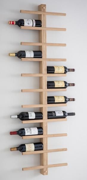 Wall Mounted Wine Rack Wood, Wine Rack Inspiration, Diy Wine Rack Projects, Wine Storage Diy, Wine Rack Projects, Oak Wine Rack, Mounted Wine Rack, Wine Rack Design, Bar Sala