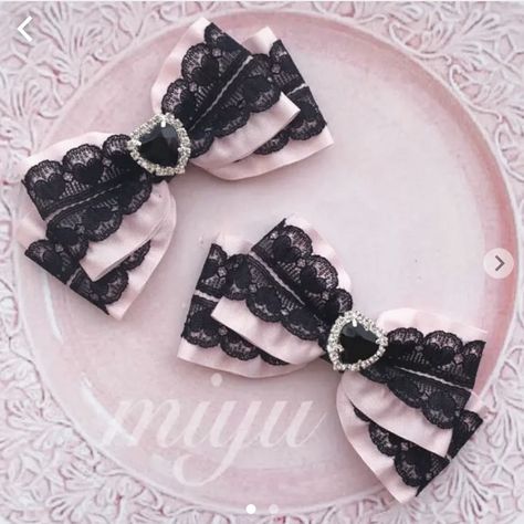 Jirai Kei Jewelry, Jirai Kei Accessories, Black Hair Ribbon, Kei Jewelry, Jirai Kei, 일본 패션, Fashion Inspiration Board, Head Accessories, Diy Hair Accessories