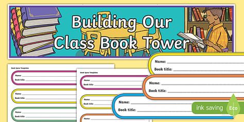 Tower Of Books Challenge Free, Tower Of Books Challenge, Book Tower, Reading At Home, Book Spine, Book Challenge, Free Teaching Resources, Emergent Readers, Reading Challenge