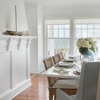 Erin Gates Design, House Elements, Woven Dining Chairs, White Subway Tiles, White Dining Table, White Paint Colors, Guest Bathrooms, Elements Of Style, White Rooms