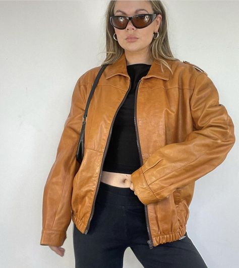 Orange Leather Jacket Outfit, Orange Leather Jacket, Leather Jacket Outfit, Everyday Fits, Leather Jacket Outfits, Jacket Outfit, Fall Fits, Orange Leather, Burnt Orange