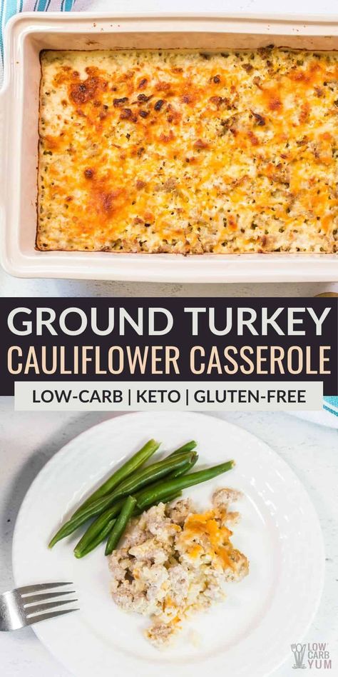 Ground Turkey And Cauliflower Rice, Turkey And Cauliflower Rice, Ground Turkey And Cauliflower, Turkey Cauliflower, Ground Turkey Casserole, Turkey Casserole Recipe, Cauliflower Rice Casserole, Recipes Cauliflower, Ground Turkey Recipes Healthy