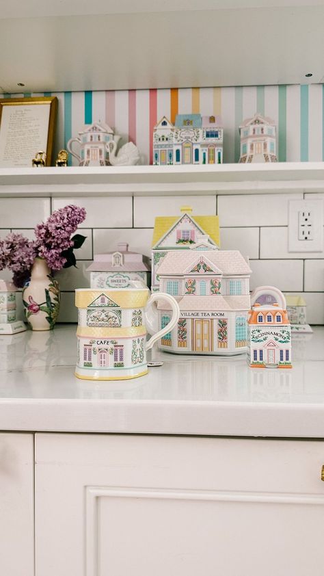 My favorite collection of all time- the Lenox Spice Village! 🏠 Recently I’ve had people ask me what my spice houses are- they’re vintage… | Instagram Spice Village Set, Lennox Spice Village, Spice Houses, Lenox Spice Village, Ashley Wilson, Yellow Kitchen Cabinets, Spice Village, Dream Ranch, Lenox Village