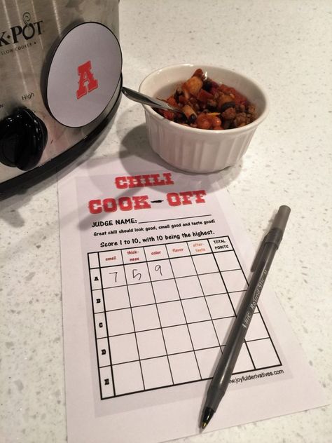 Chili Cook Off Judging Sheet, Chili Cookoff Ideas Printables, Chili Cook Off Score Card Free Printable, Chili Cook Off Printables, Best Crockpot Chili Recipe, Best Crockpot Chili, Crockpot Chili Recipe, Pto Board, Pie Contest