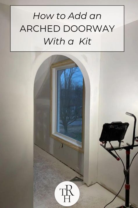 In the blog This Renovated House is sharing how to create arched doorways using a kit for your home renovation.  Do you want to transform the look of your space? Well, one of those ways is by creating an arched doorway!  I will show you how to make arched doorways using a kit during your remodels!  Beautiful archways can make a HUGE difference in how a space looks and can be done with less effort, time, and money than you are probably imagining!  Head to the blog to learn more! Arch A Doorway, How To Make An Arched Door, How To Create An Archway, How To Create Arched Doorway, How To Make An Arched Doorway, Arch Doorway Ideas, Diy Arched Doorway, Arched Doorways Interior, Wood Archway