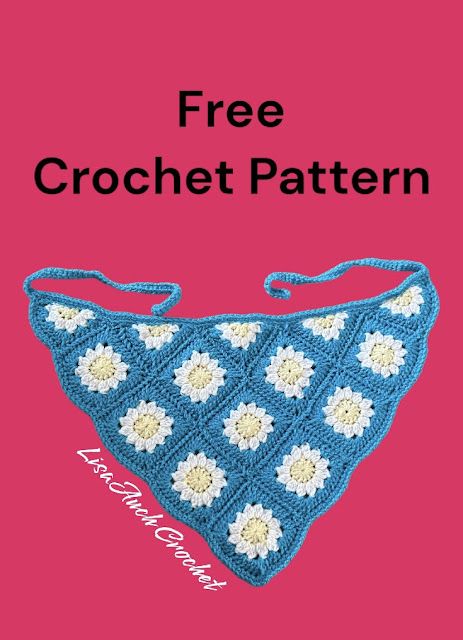 Granny Square Kerchief, Daisy Flower Granny Square, Granny Rectangle, Crocheting Tutorial, Kerchief Pattern, Crochet Kerchief, Granny Square Pattern Free, Col Crochet, Crochet Cluster Stitch