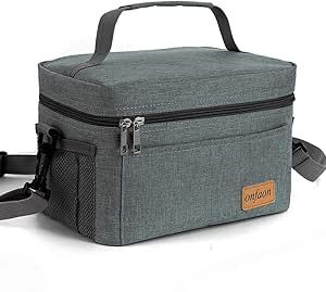 Lunch Bag for Men/Women, Insulated Reusable Lunch Box Leakproof Cooler Tote Bag Freezable with Adjustable Shoulder Strap for Office Work Picnic Beach(Grey) Food Containers Lunch, Insulated Tote Bag, Mens Lunch Bag, Cooler Tote Bag, Reusable Lunch Bags, Duo Tone, Cooler Tote, Polyethylene Terephthalate, Container Size