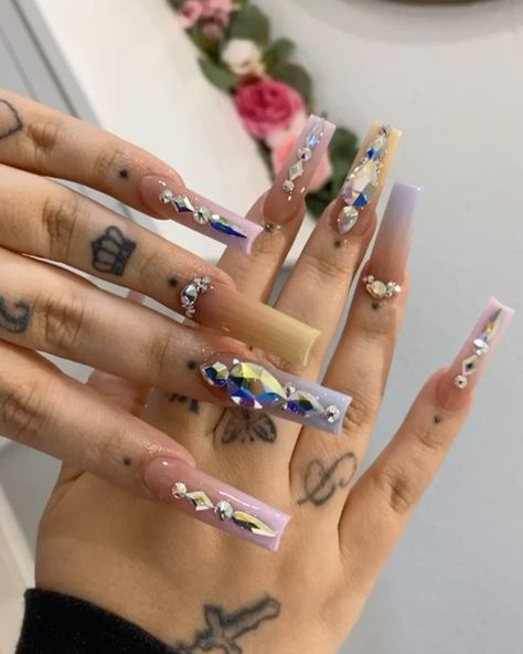 Light Blue Bling Nails, Turtle Nails, Poppin Nails, Milky Nails, Drip Nails, Cute Acrylic Nail Designs, Exotic Nails, Long Acrylic Nails Coffin, Long Square Acrylic Nails