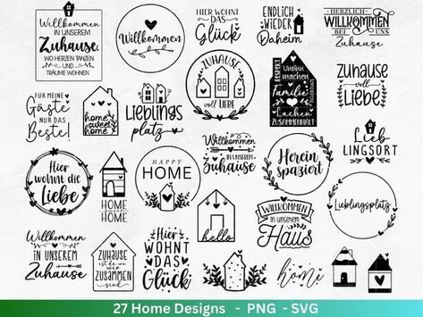 Plotterdatei Home svg - Zuhause Schriftzug Sprüche svg - Clipart Plotterdatei Deutsch - Cricut Silhouette Studio Plotterdatei - digital Silhouette Cameo Freebies, Silhouette Studio, Cricut Silhouette, Silhouette Cameo, Cricut, Pins, Quick Saves