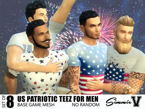 Men's USA Patriotic T-shirts by SimmieV_ Sims 4 4th Of July Cc, Usa Patriotic, Patriotic Holidays, Sims Community, Ts4 Cc, Sims 4 Clothing, Cc Finds, Sims 4 Cc, Maxis Match