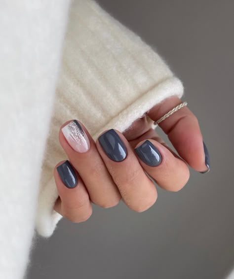 Nails Bow, Kutek Disney, Navy Nails, Milky Nails, January Nails, Smink Inspiration, Makijaż Smokey Eye, Gray Nails, Thanksgiving Nails