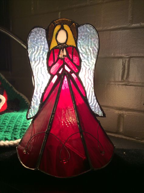 3D Angel tree topper by Ann Morrison Stained Glass Tree Topper, Cricut Angel Tree Topper, Stained Glass Angles, Angel Mosaic, Stained Glass Angel Ornaments, Stained Glass Angel Wings, Stained Glass Tree, Stained Glass Angel Tree Topper, Glass Tree Topper