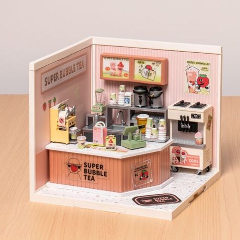 Dollhouses & Dollhouse Miniatures for sale | eBay Bubble Tea Diy, Hands Craft, Super Bubbles, Miniature Building, Bubble Tea Shop, Miniature Shop, Led House, Bubble Milk Tea, Tea Store