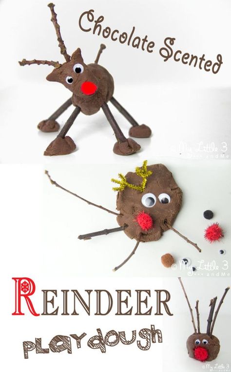 CHOCOLATE SCENTED NO-COOK PLAY DOUGH RECIPE perfect for festive choco-tastic reindeer crafts. Easy Christmas sensory play for kids. Reindeer Activities, Christmas Sensory Play, Sensory Playdough, Reindeer Crafts, Christmas Sensory, Play Dough Recipe, Classroom Christmas, Sensory Ideas, Play Activity