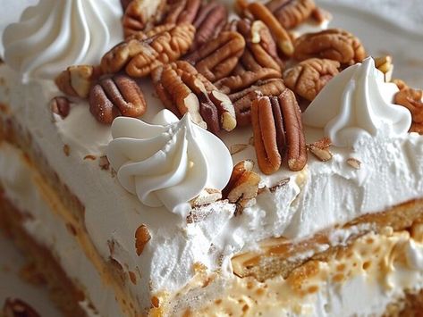 Indulge in Layers of Sweetness: The Ultimate Butterscotch Lush Cake Recipe - NewsBreak Butterscotch Lush, Butterscotch Pudding Recipes, Lush Cake, Lemon Cream Cheese Bars, Pina Colada Cake, Cream Cheese Bars, Dump Cake Pumpkin, Butterscotch Pudding, Layered Desserts