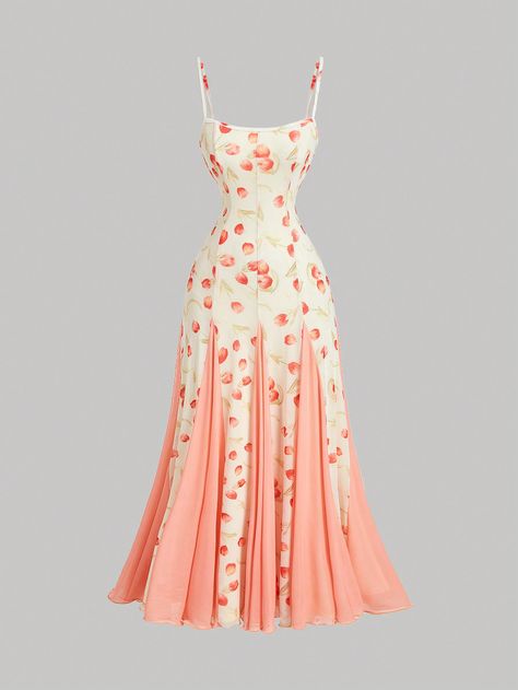 SHEIN MOD Women's Tulip Printed Pink Maxi Sun Dress, Summer  Dress With Big Hem,Dresses Graduation,Beach Women DressesI discovered amazing products on SHEIN.com, come check them out! Floral Clothes Women, Fruit Clothes, Beachy Dresses, Dresses Graduation, Casual Short Sleeve Dress, Tulip Print, Tulip Dress, Pink Maxi, Grad Dresses