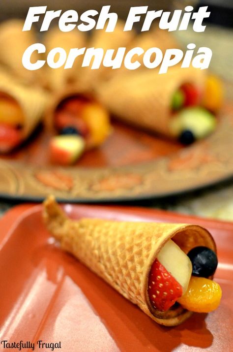 Fresh Fruit Cornucopia and Pre-Thanksgiving Party Made Easy | Tastefully Frugal ad #CFAcatering Fruit Cornucopia, Bread Cornucopia, Thanksgiving Appetizers Healthy, Holiday Party Treats, Best Thanksgiving Appetizers, Thanksgiving Fruit, Classroom Snacks, Halloween Snack Mix, Superbowl Appetizers