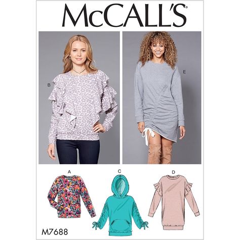 Misses Knit Tops and Dresses McCalls Sewing Pattern 7688. Tunic Tops Pattern, Easy Tunic, Velour Tops, Patterns Sewing, Kleidung Diy, Mccalls Sewing Patterns, Vogue Patterns, Womens Sewing Patterns, Easy Sewing Patterns