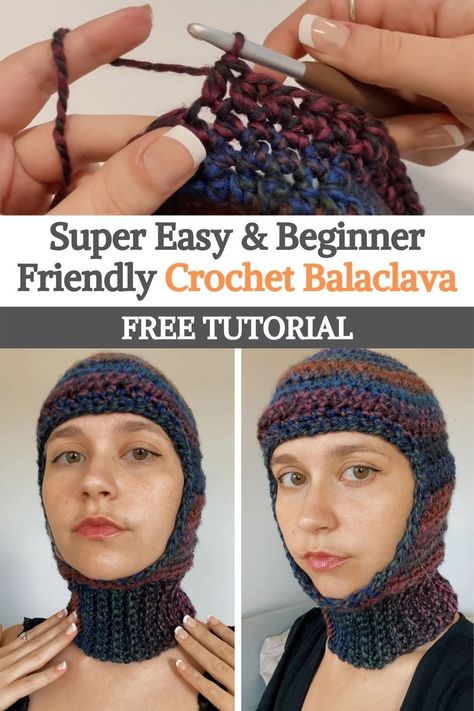 How To Make A Balaclava, Balaclava Tutorial, Front Post Single Crochet, Crochet Cable Hat Pattern, Foundation Half Double Crochet, Crochet Balaclava, Crochet Beginners, Bobble Stitch Crochet, Beginner Friendly Crochet