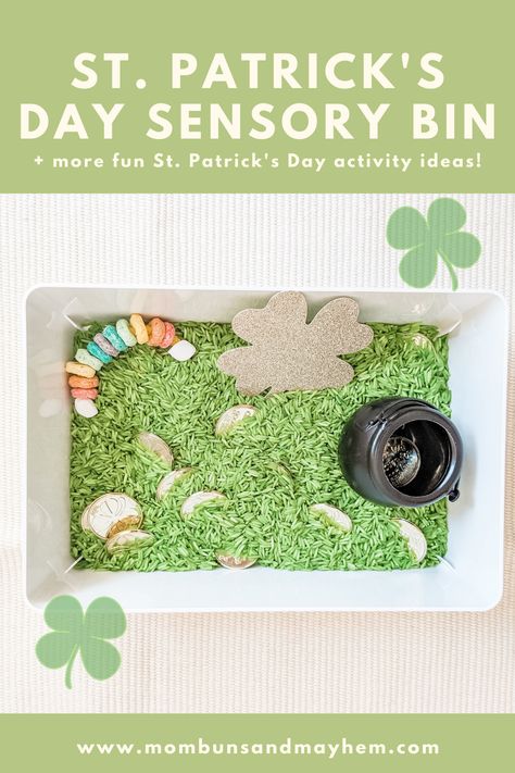 Sensory Bin Play, Spring Themes, Toddler Sensory Bins, March Crafts, St Patricks Day Crafts For Kids, St Patrick Day Activities, Kids Pretend Play, Toddler Sensory, St Patrick's Day Crafts