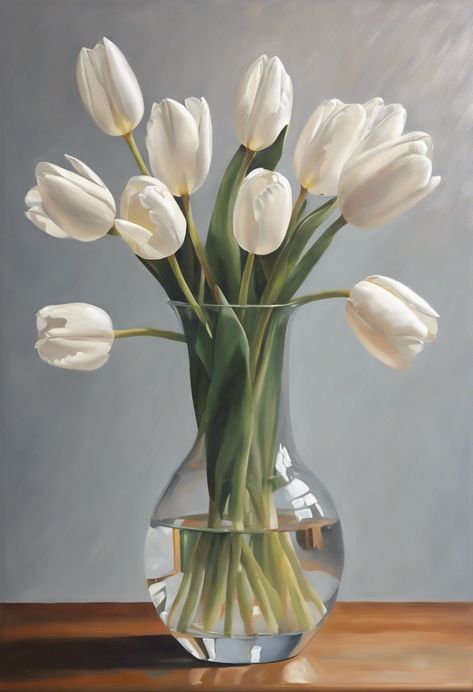 White Tulips Vase Check more at https://qomart.com/white-tulips-vase/ Vase Of Tulips Painting, White Tulips In Vase, White Tulips Painting, Painting Of Ocean, Tulips Vase, Class Inspiration, Tulip Painting, Tulips In Vase, White Tulips