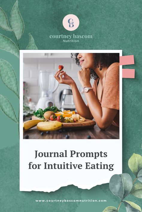 Improve your intuitive eating journey with our curated journal prompts. Reflect on your relationship with food, listen to your body's cues, and embrace food freedom. Prompts include:

- How do I feel after eating?
- What foods bring me joy?
- How do I distinguish between physical and emotional hunger?
- What are my hunger and fullness cues?
- How can I practice self-compassion in my eating habits?

Start journaling today! Emotional Hunger, Start Journaling, Food Freedom, Relationship With Food, Registered Dietitian, Intuitive Eating, Self Compassion, Eating Habits, Body Image