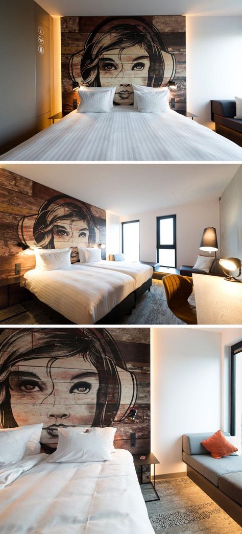 Headboard Design Idea - Mural Painted On Wood Wood Paneling Ideas, Headboards Ideas, Men Wallpaper, Painted Headboard, Paneling Ideas, Photo Men, Contemporary Headboards, Large Headboard, Painting Wood Paneling