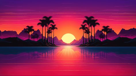 Aesthetic Desktop Wallpaper 4k, 4k Pc Wallpaper, Desktop Wallpaper 4k, Cool Wallpapers 4k, Sunset Png, Nostalgic Summer, Vintage Palm Tree, Pc Desktop Wallpaper, Circle Png