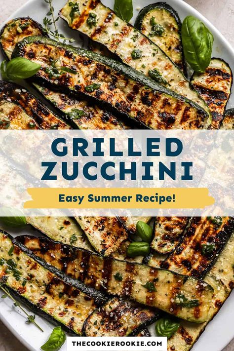 If you need a simple side dish to serve this summer, be sure to try this marinated and grilled zucchini! It's easy, delicious, healthy, and goes well with anything from burgers to steaks! Grilled Zucchini And Peppers, Grilled Zucchini In Foil, Best Grilled Zucchini Recipes, Marinated Zucchini Grilled, Summer Zucchini Side Dish, Zucchini Steak Recipes, How To Grill Zucchini On Grill, Grilled Zucchini Marinade, Zuccini Sides Dishes Grilled